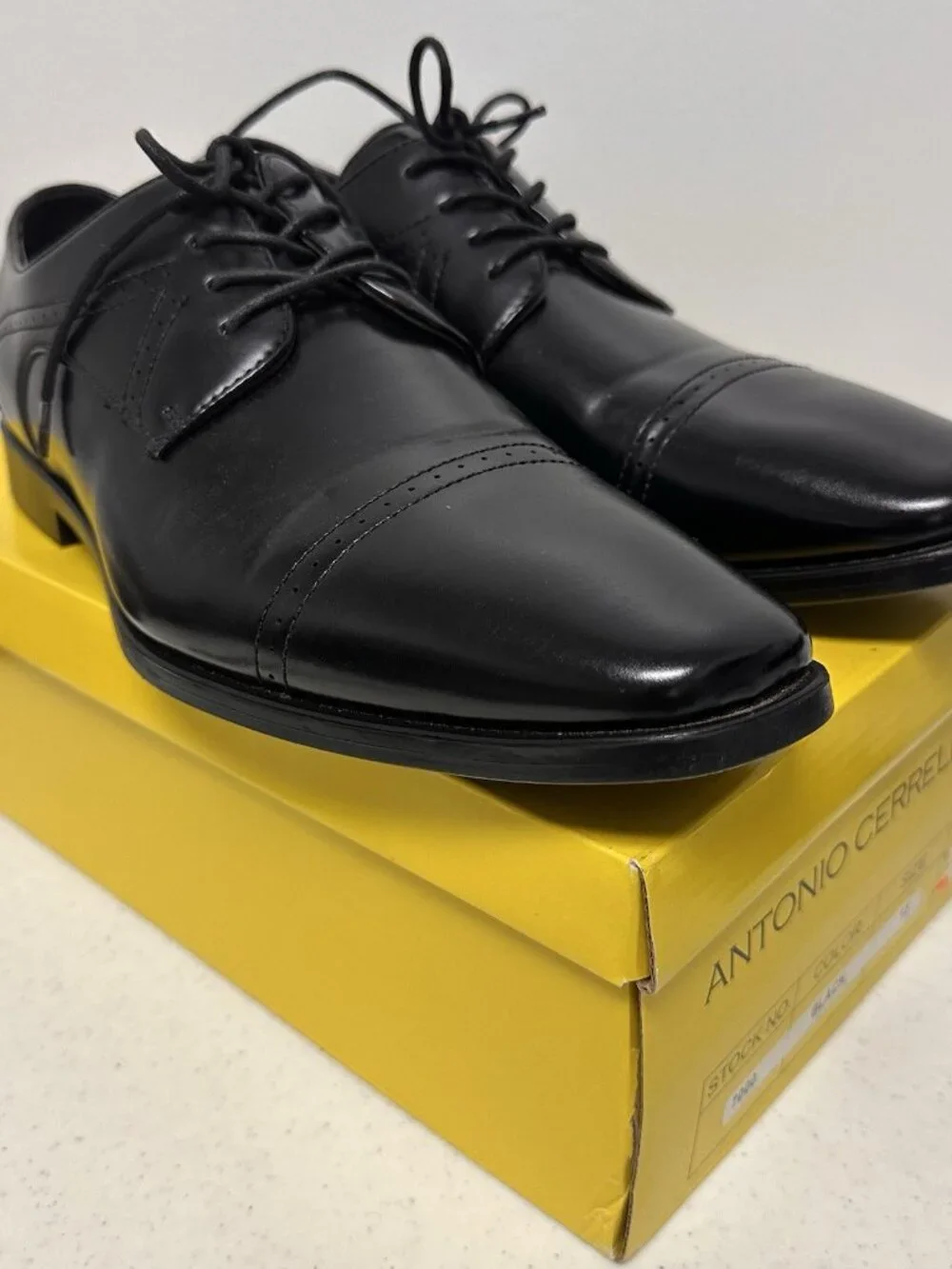 Antonio Cerrelli Black Oxford Dress Shoes Mens Size 13 Lace Up Faux Leather